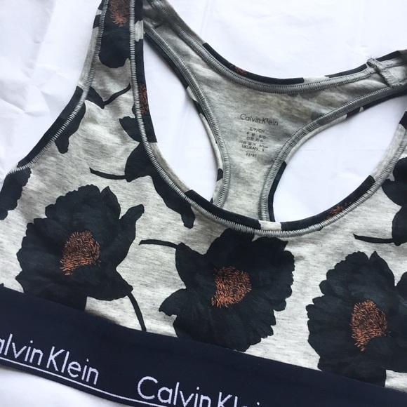 Calvin Klein Racerback Modern Cotton Floral Bra - Picture 7 of 8